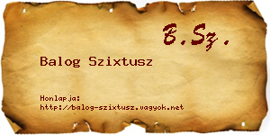 Balog Szixtusz névjegykártya